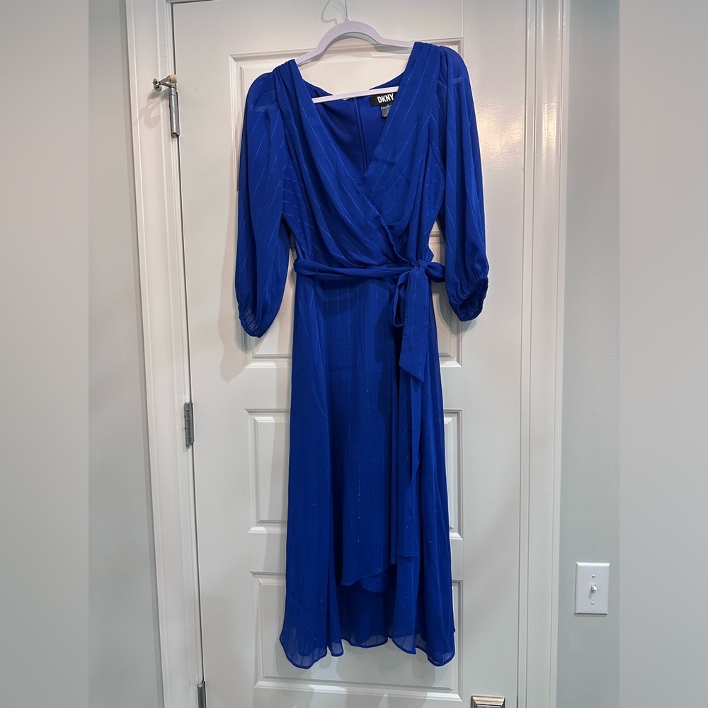 DKNY blue belted dress